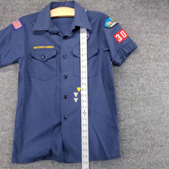 Boy Scouts Of America Youth Uniform Official Shirt Blue Large Chest Flap Pockets - Picture 10 of 12